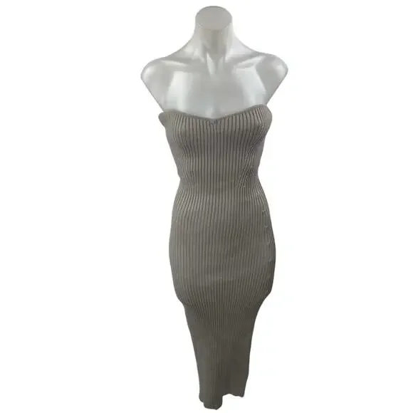 Zara | Dresses | New Zara Brown Tan Sleeveless Strapless Rib Knit Midi Tube  Tank Bodycon Dress S | Poshmark